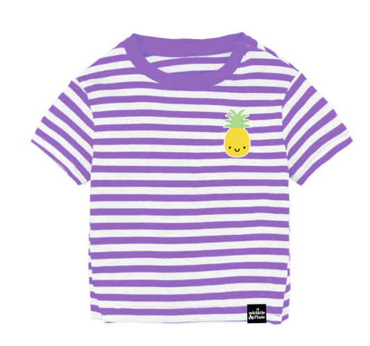 Kawaii Pineapple Striped T-Shirt - Purple