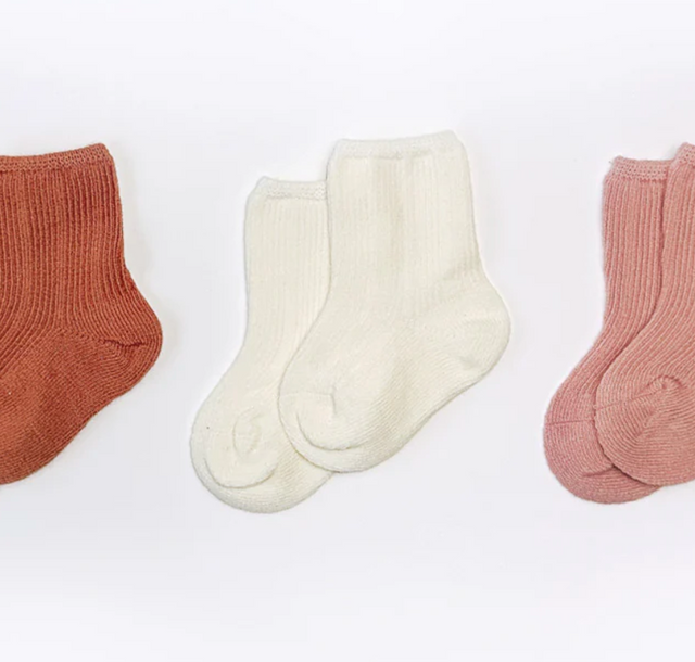 Belan.J All Season Socks 3pk - White/Pink/Coral 6-12m