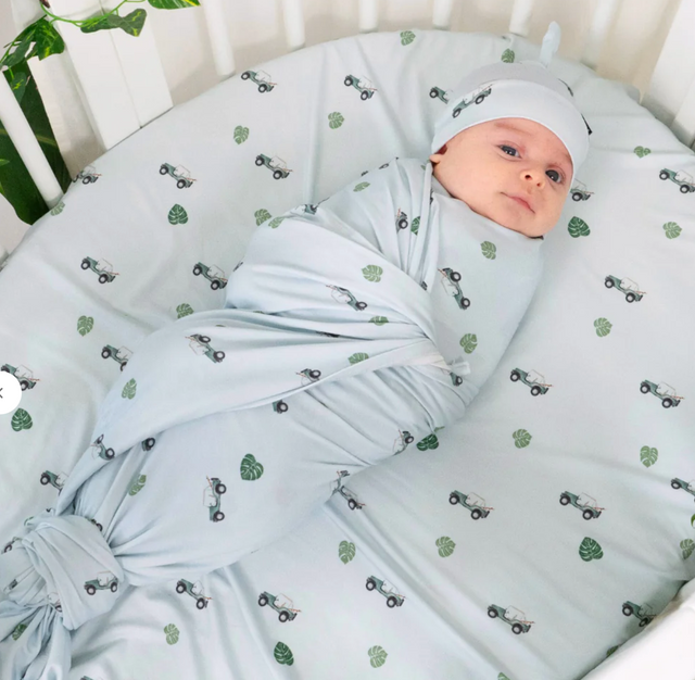 Belan.J Swaddle Blanket - Green Jeep