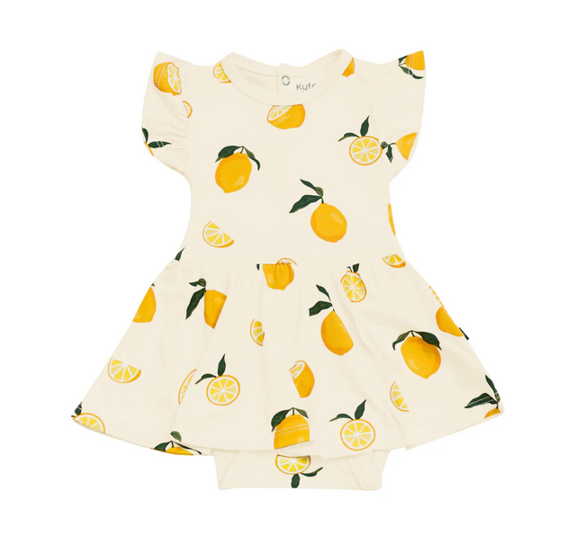 kyte baby twirl bodysuit dress - Lemon