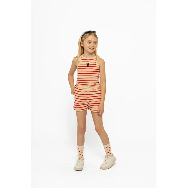 The New Siblings TNNil Short Sleeveless Top - Poppy Red Striped