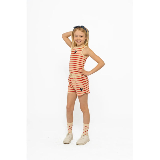 The New Siblings TNNil Short Sleeveless Top - Poppy Red Striped