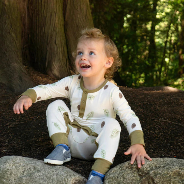 Belan J L/S Pocket Romper - Pine Cones