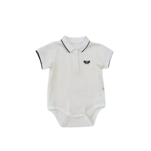 Blara Organic Polo Bodysuit - Tennis Embroidery