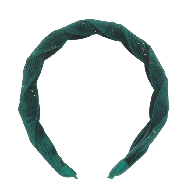 Evergreen Velvet Plaited Headband