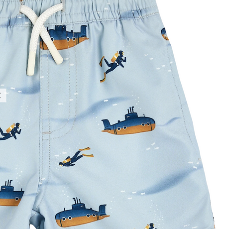 Petit Lem Submarine Print on Pearl Blue Swim Trunks