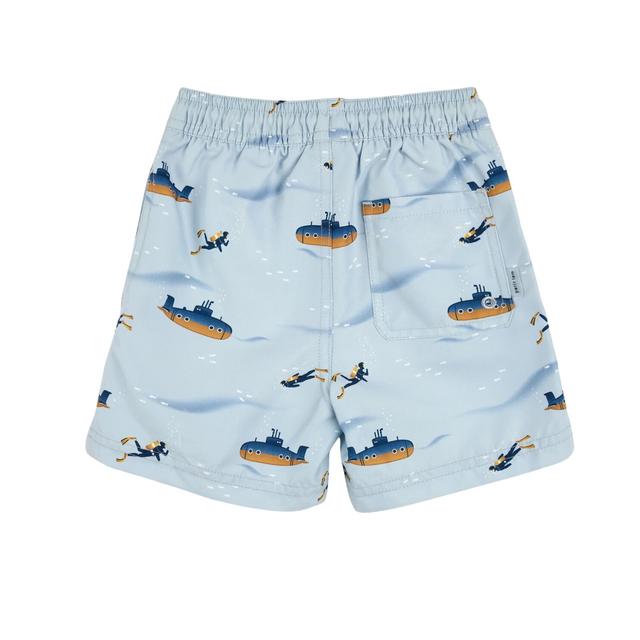 Petit Lem Submarine Print on Pearl Blue Swim Trunks