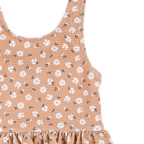 Petit Lem Ditsy Daisies Print on Wild Rose Skirted Swimsuit