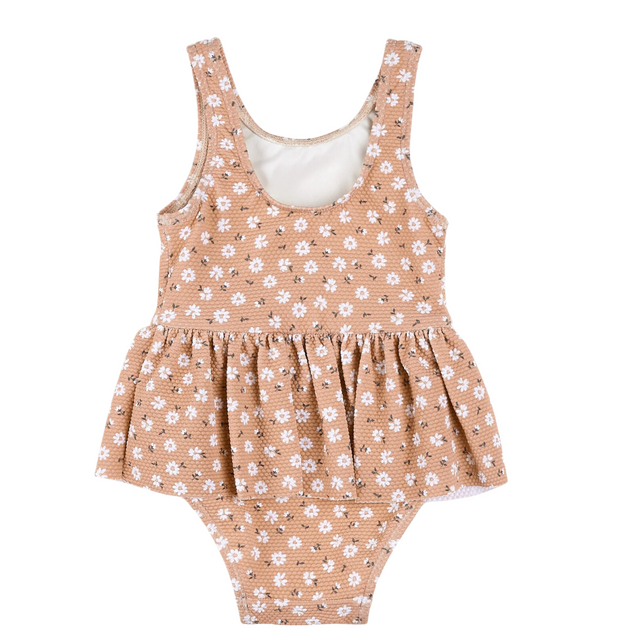 Petit Lem Ditsy Daisies Print on Wild Rose Skirted Swimsuit