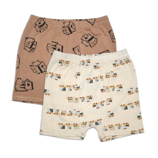SB Bamboo Underwear shorts 2pk (Story Book Bear/ All Aboard)