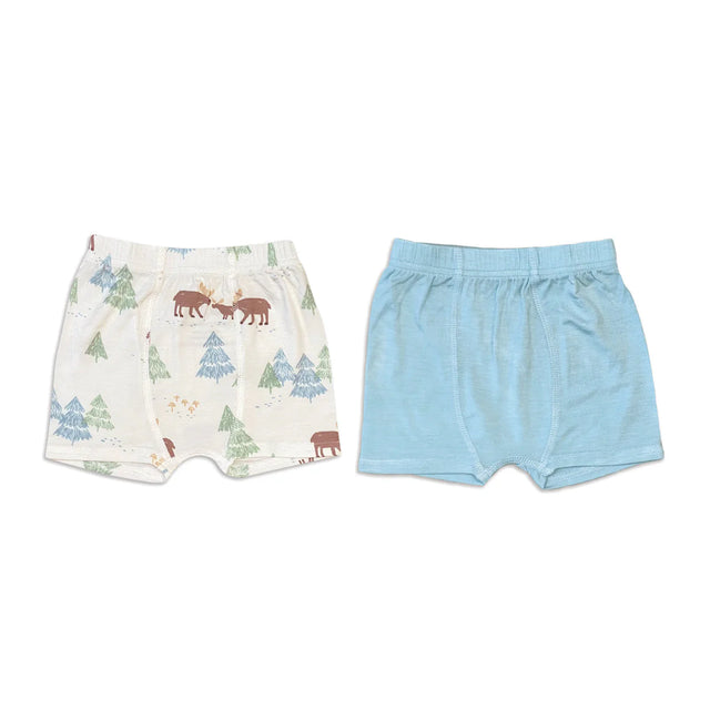 Silkberry Bamboo Underwear Shorts 2 Pack(Moose Woods Print/Sky 2T)