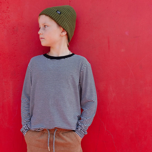 Whistle and Flute Ribbed Beanie - Olive