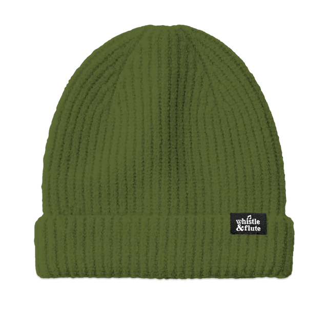 Whistle and Flute Ribbed Beanie - Olive