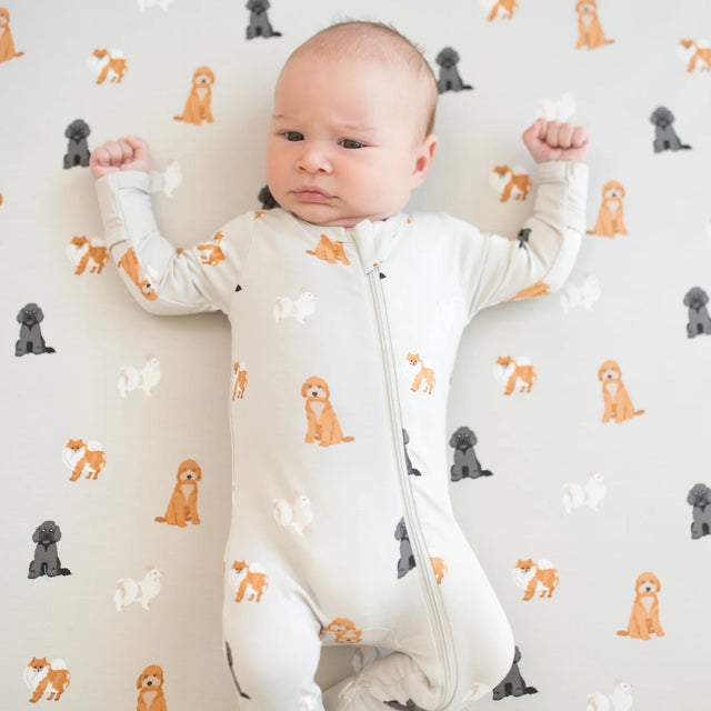 Kyte baby Zippered Footie in Fluffy Dog