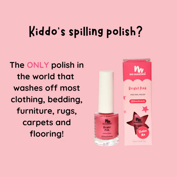 No Nasties Bright Pink Water-Based Peelable Kids Nail Polish