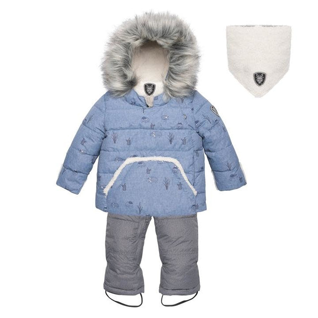 Deux par deux Baby 2 pc Snowsuit - Blue Hedgehog