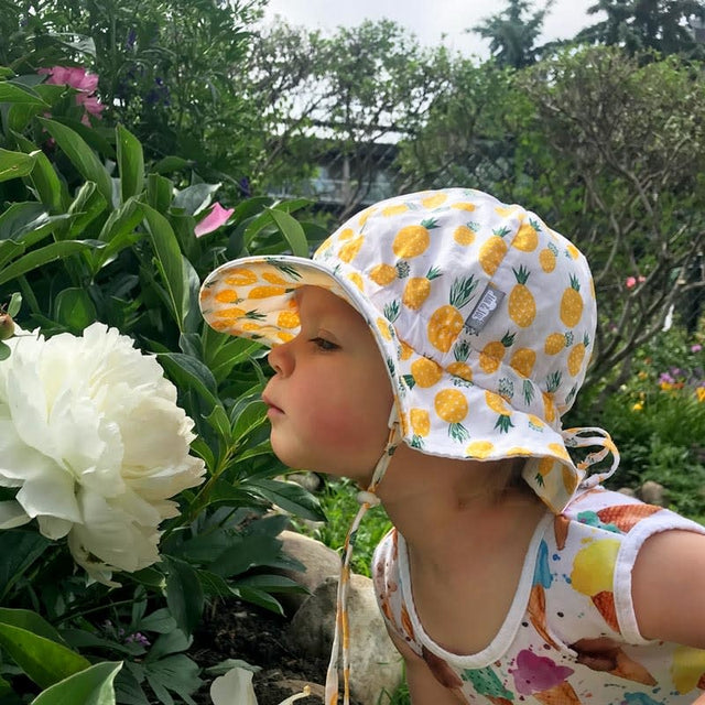 Jan & Jul Cotton Floppy Hat - Yellow Pineapple