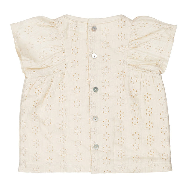 Dirkje baby blouse short sleeve off white embroidery