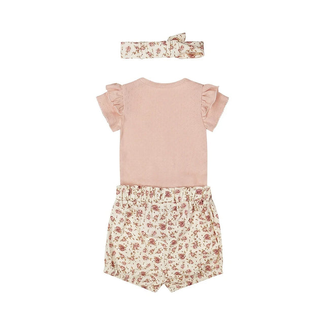 Dirkje girls baby romper set w/ hairband - coral pink