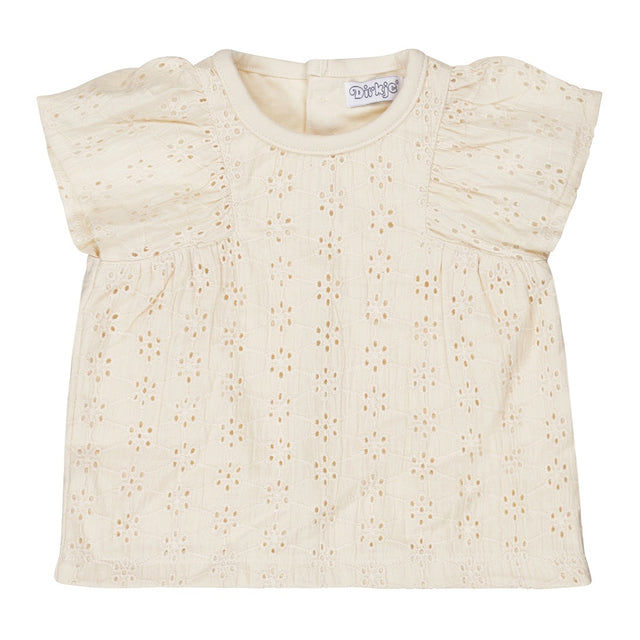 Dirkje baby blouse short sleeve off white embroidery