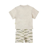 Dirkje boys baby T-shirt shorts set - off white melange