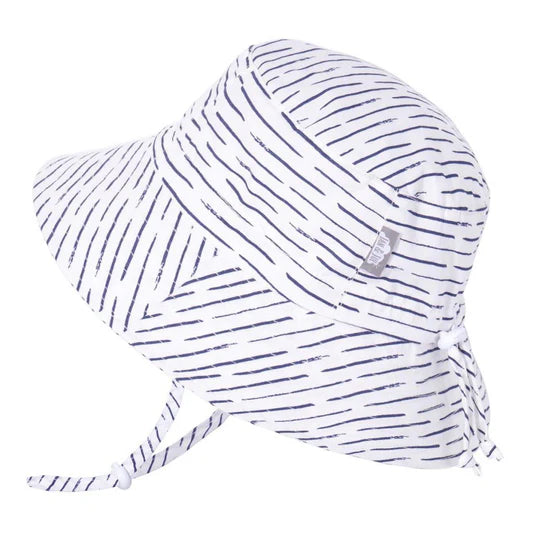 JAN&JUL Kids Cotton Floppy Hats | White Waves