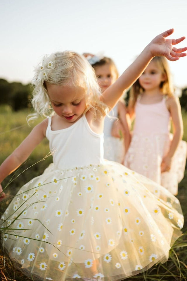 Petite Hailey Daisy Tutu Dress - Yellow