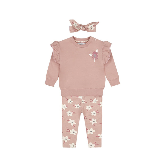 Dirkje girls' set sweater trousers hairband soft pink flower