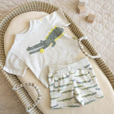 Dirkje boys baby T-shirt shorts set - off white melange