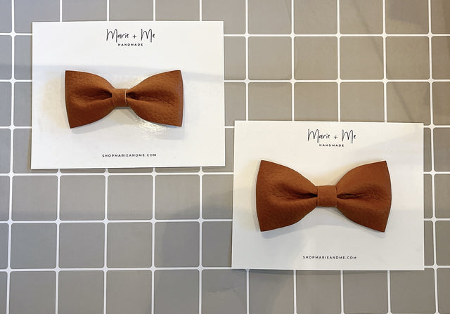 Marie + Me Bow Tie Clip On - Cognac