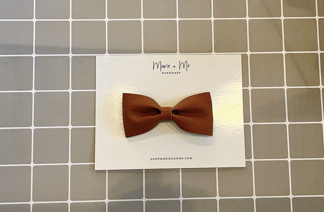 Marie + Me Bow Tie Clip On - Cognac