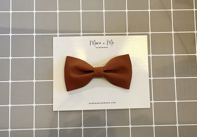 Marie + Me Bow Tie Clip On - Cognac