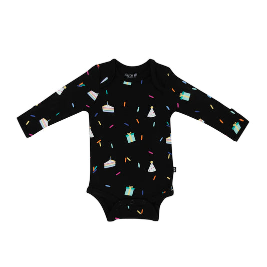 Kyte Baby Long Sleeve Bodysuit in Midnight Party