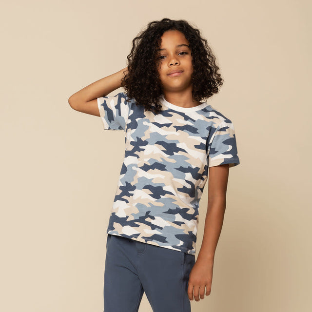 Miles the label Vintage Blue Camo Print T-Shirt