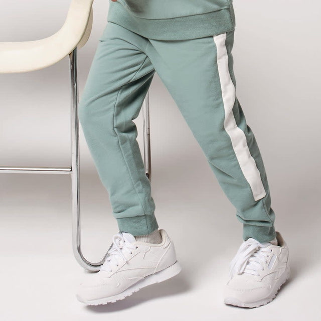 Vintage Teal Track Joggers with White Taping