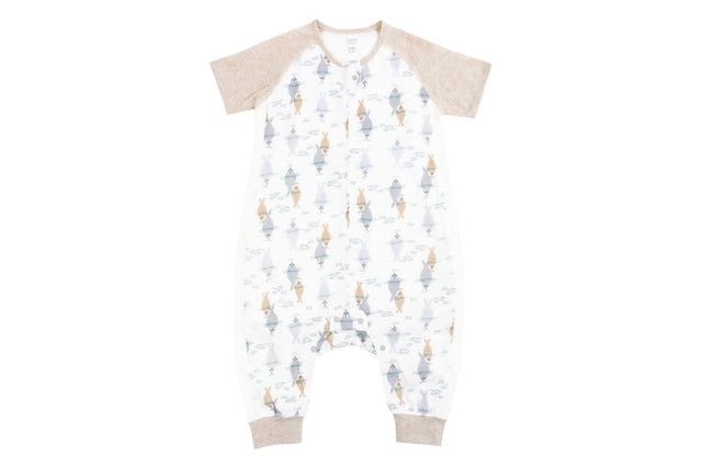 Nest Designs Raglan Bamboo Pima Short Sleeve Sleep Suit 0.6 TOG - Ocean Float