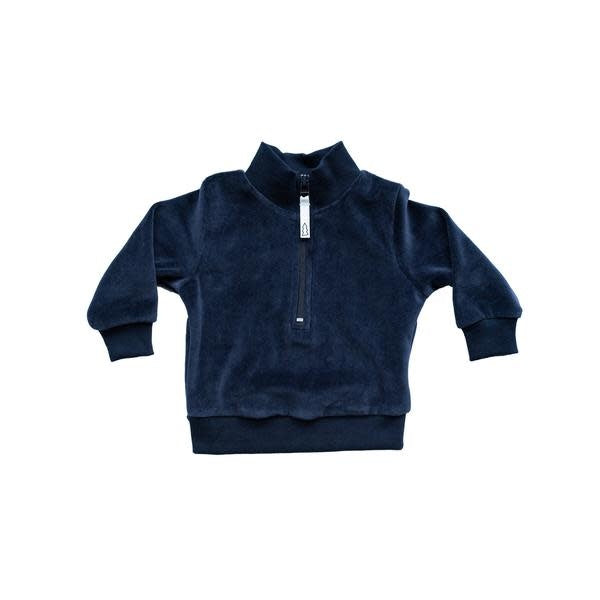 North Kinder Velour Zip Sweater - Blueberry