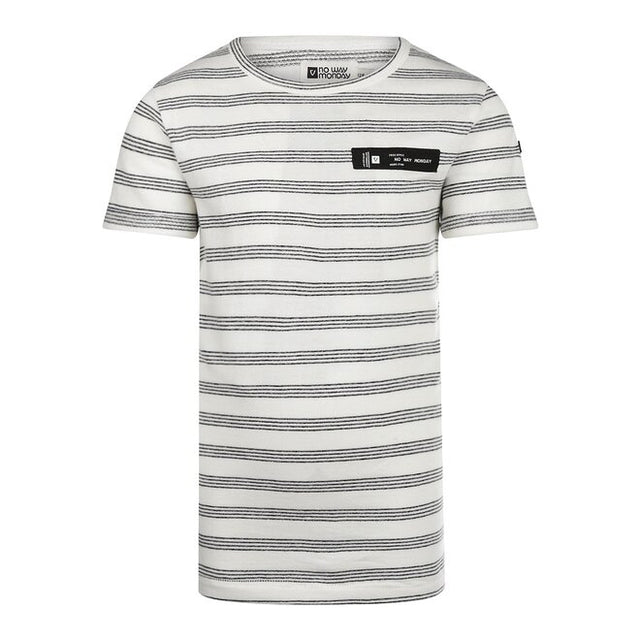 No Way Monday boys' T-shirt white black striped