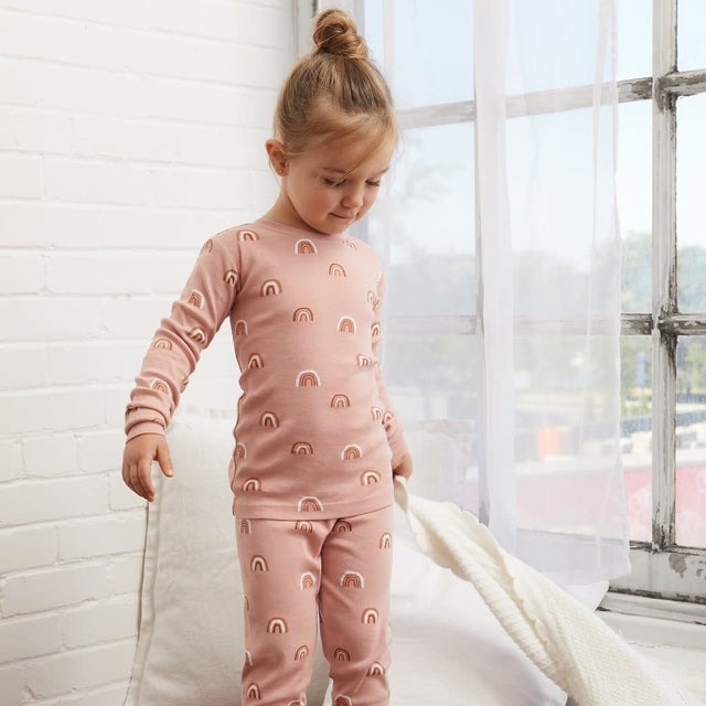 Petit Lem Rainbow Print Pink PJ Set