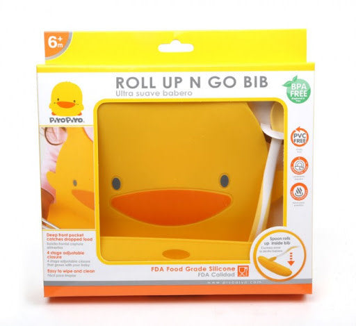 PiyoPiyo Roll Up N Go Bib & Spoon