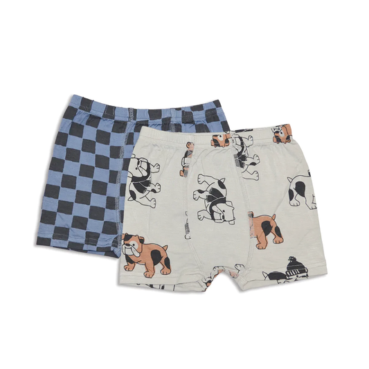 Silkberry Boxer Shorts - Check it Out/Cozy Bulldog