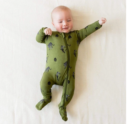 Trail Print Zippered Bamboo Footie by Kyte Baby