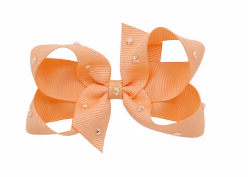 Olilia Medium Crystal Bow - Peach