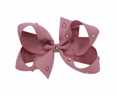 Olilia Medium Crystal Bow - Rosy Mauve