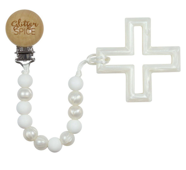 Glitter & Spice Teether - Pearl cross