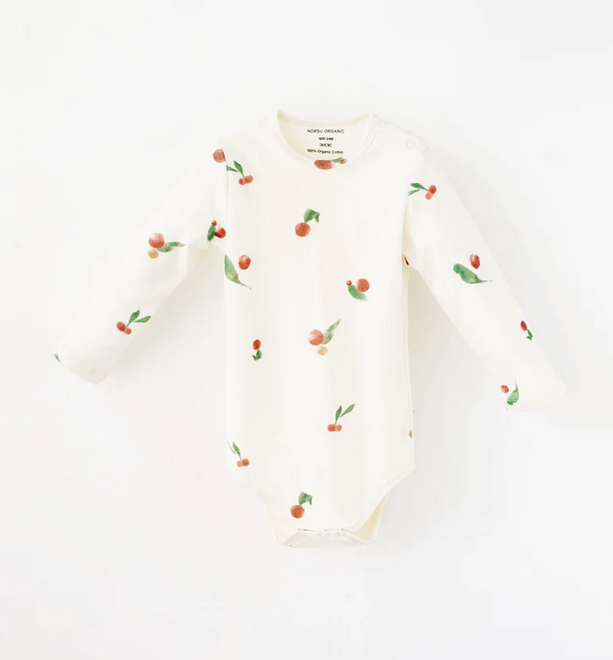 Norsu Organic Cotton Long Sleeve Onesie-Berry Garden