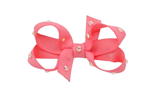 Olilia Small Crystal Bow (Pink Polka)