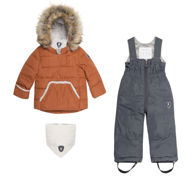 Deux Solid Two Piece Baby Snowsuit - Brown