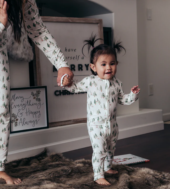 Current Tyed Infant Holiday Onsie - Holiday Tree Farm