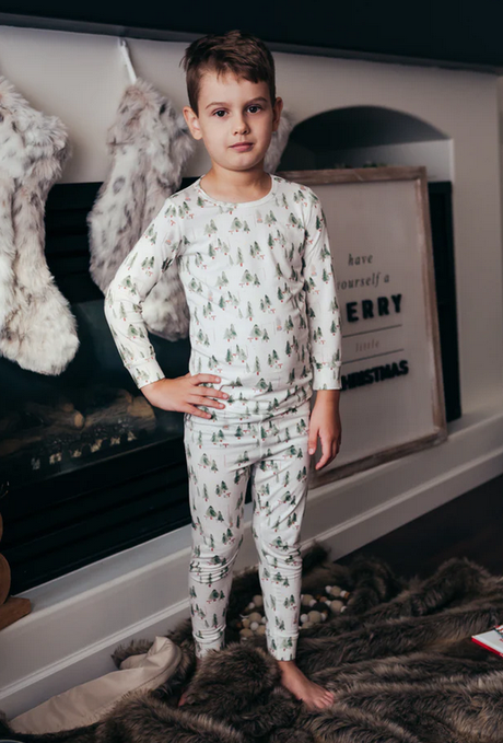 Current Tyed Children's Holiday pajamas - Holiday Tree Farm